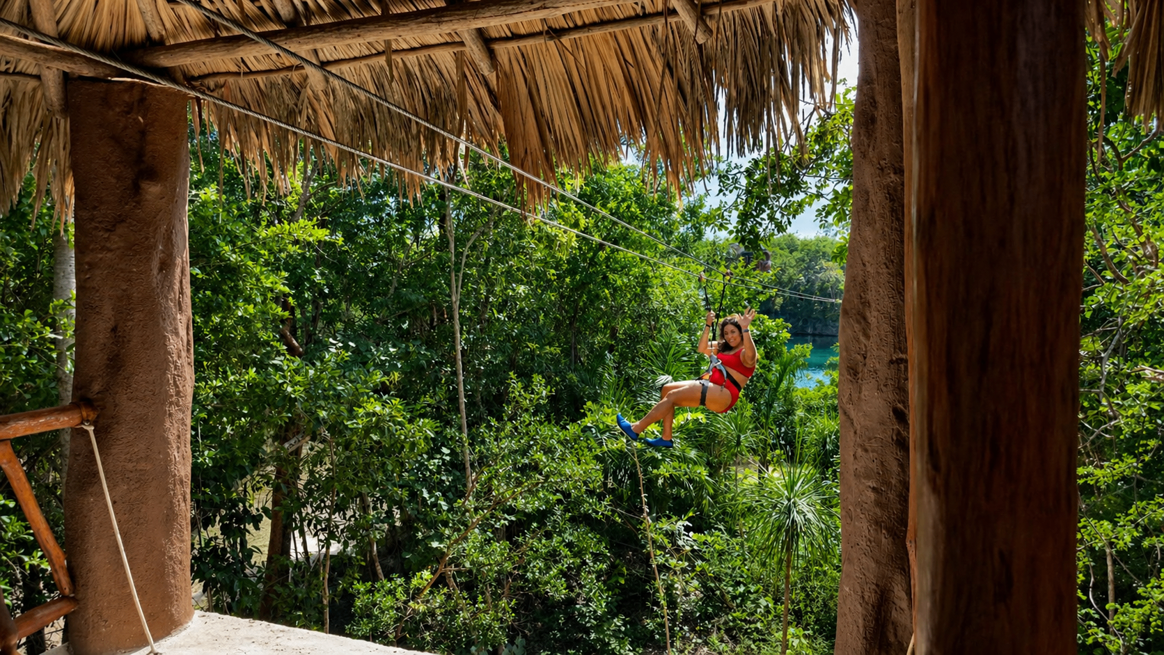 Ziplining through the rainforest canopy