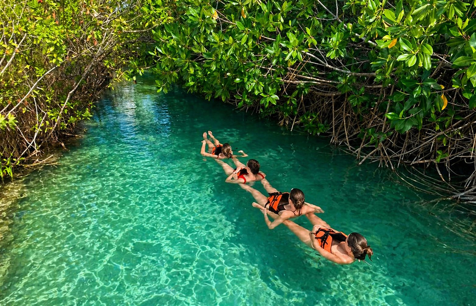 Floating down a freshwater Mayan canal in Sian Ka'an